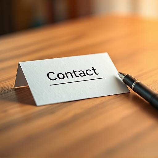 Carta de contacto sobre una mesa, con un bolígrafo al lado, simbolizando la comunicación y el envío de mensajes