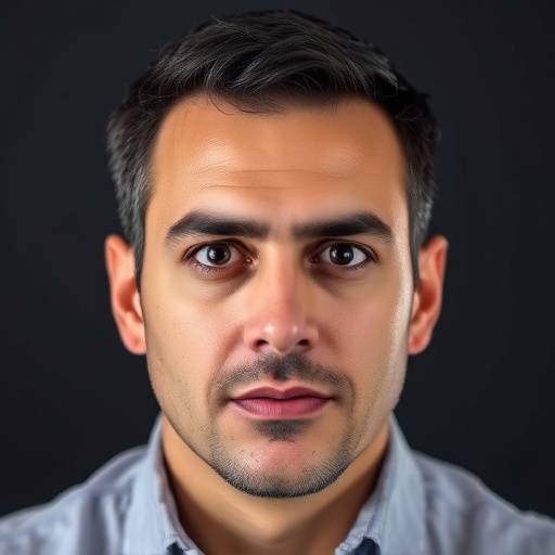 Retrato de Javier Santos, Investigador Principal de CeldaVision, mirando a la cámara con seriedad